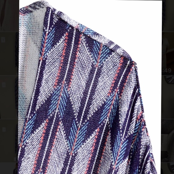 💕HP💕 H&M Blue Patterned Fine Knit Cardigan - Picture 3 of 7